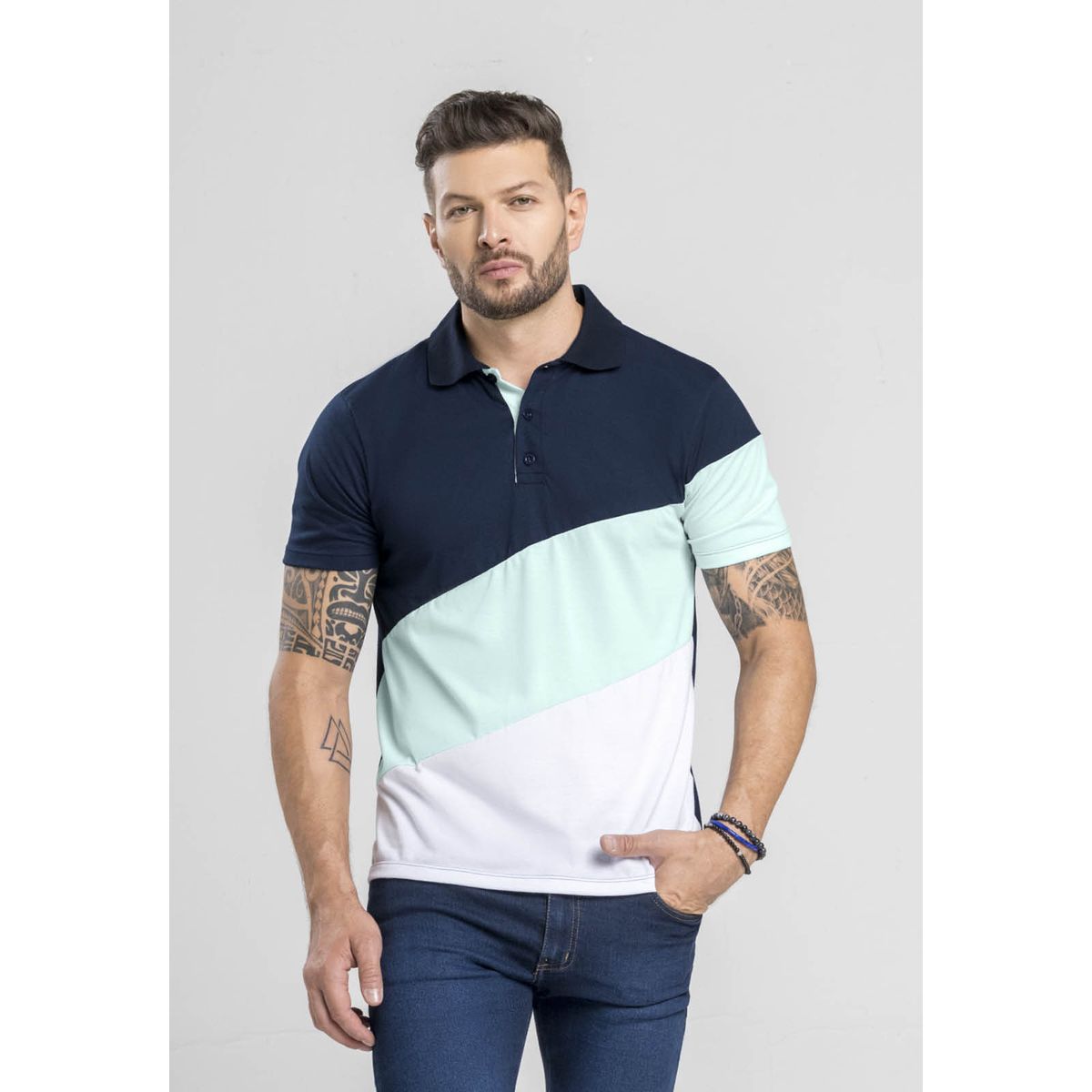 MARKETING PERSONAL - Polo Masculino Azul Navy Mp 1875