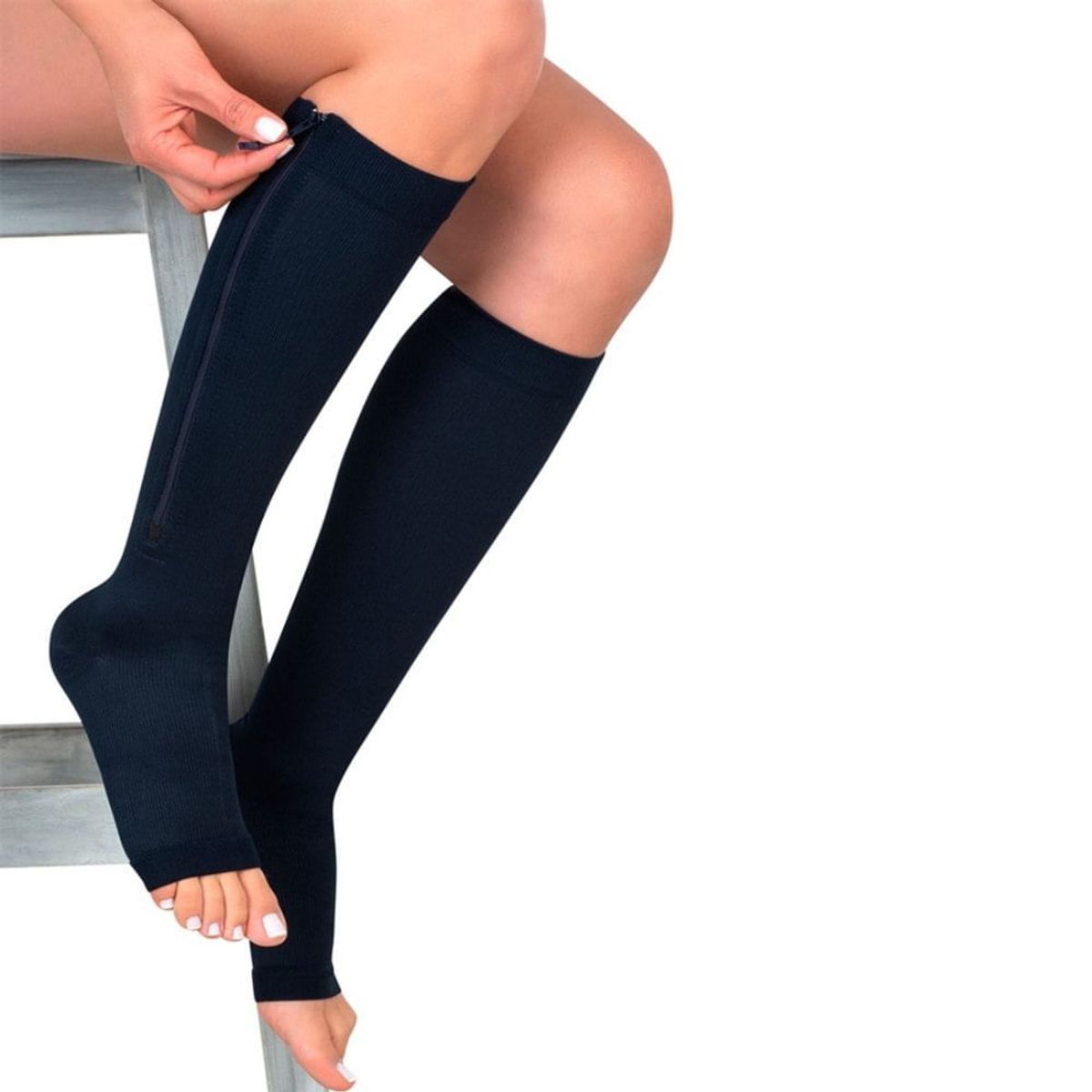 MEDIVARIC - Media Medivaric Rodilla Zipper Dolor 15-20 Talla M Negro