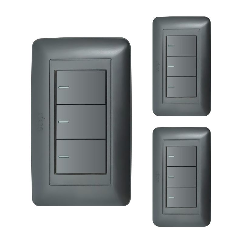 VCP - Interruptor Triple Vcp Amanecer Negro Mate X 3