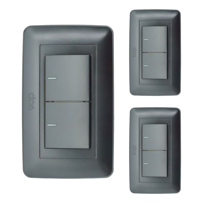 VCP - Interruptor Doble Conmutable Vcp Amanecer Negro Mate X 3