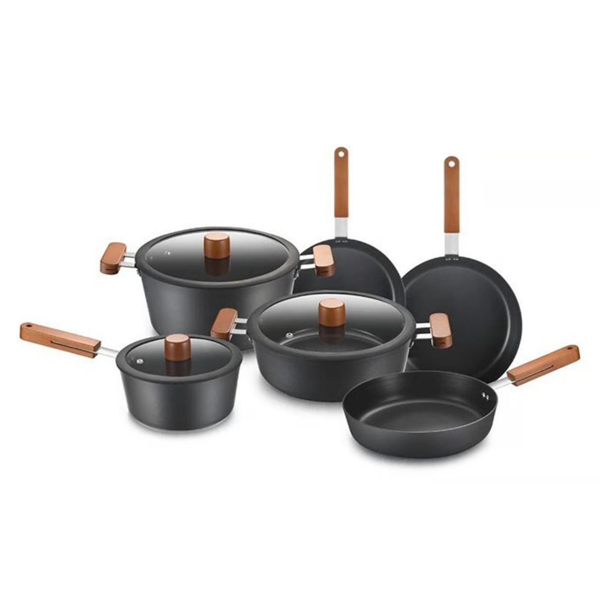 ONE PIXEL - Batería Ollas En Marmol Revestimiento 9 Piezas Schaffhausen