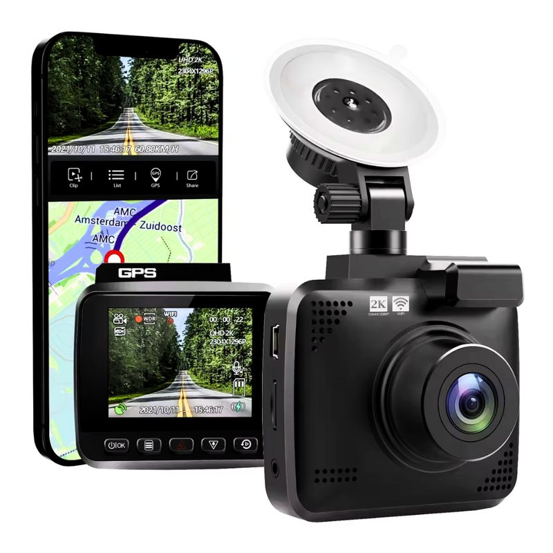 GENERICO - Camara Para Carro Con Gps Wifi Sensor 247 2k Pantalla Lcd