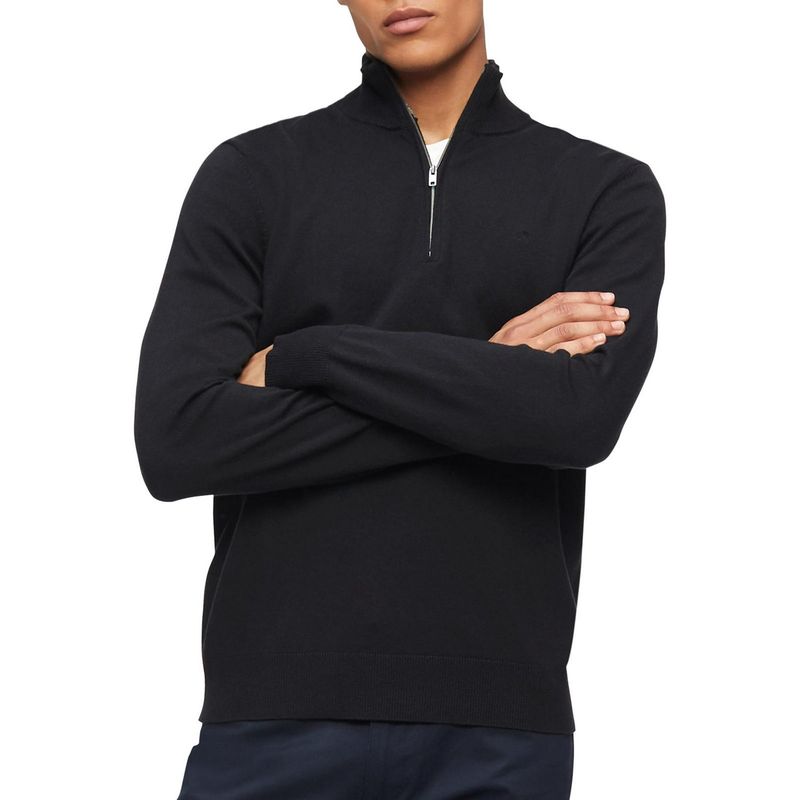 CALVIN KLEIN - Saco Negro De Algodón Con Cierre Calvin Klein