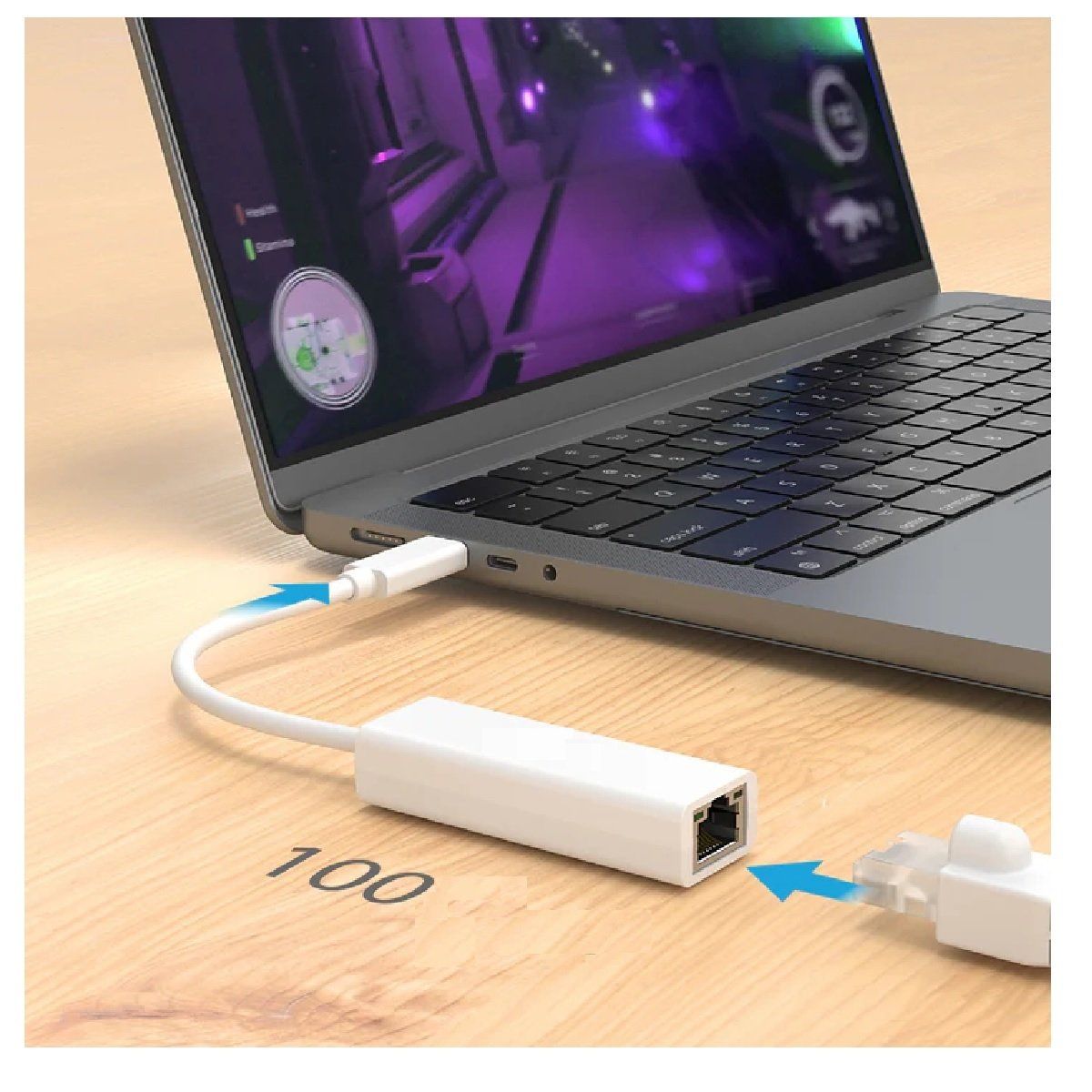 GENERICO - Adaptador USB-C a Puerto Ethernet RJ45 Para Portatiles PC o Macbook