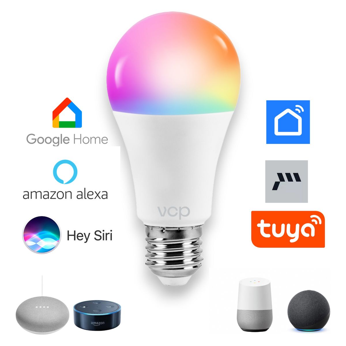 VCP - Bombillo Led Inteligente Wifi Google Alexa 9w A19 X 3
