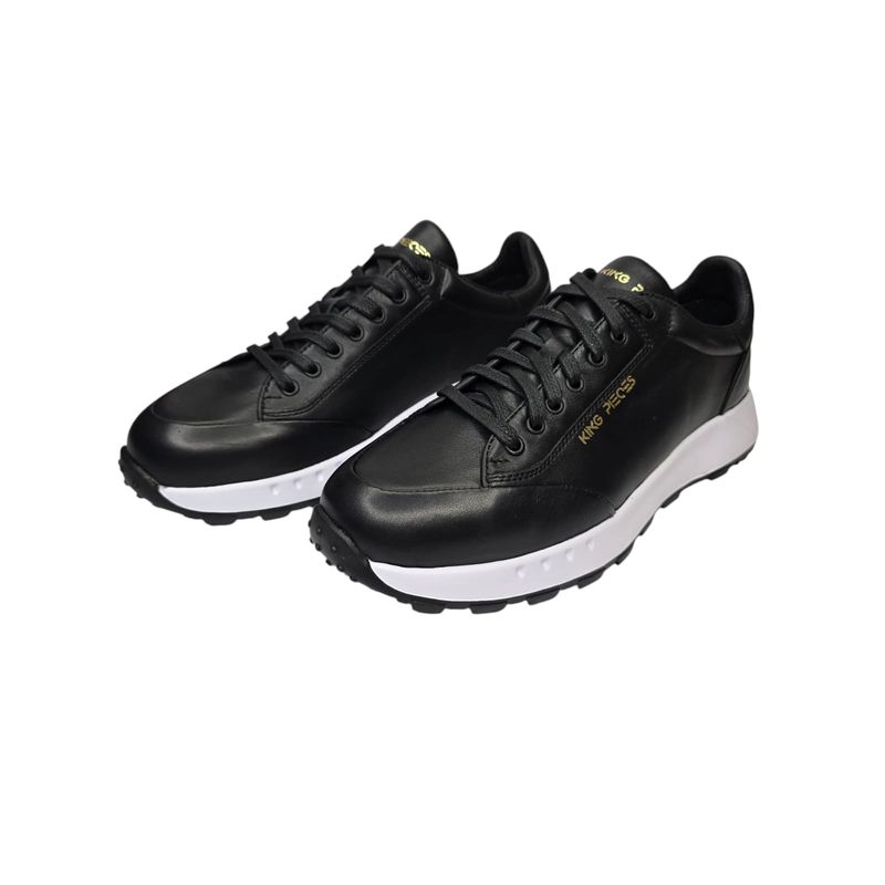 KING PIECES - Tenis unisex  En Cuero Italiano Liso negro King Pieces bary  4
