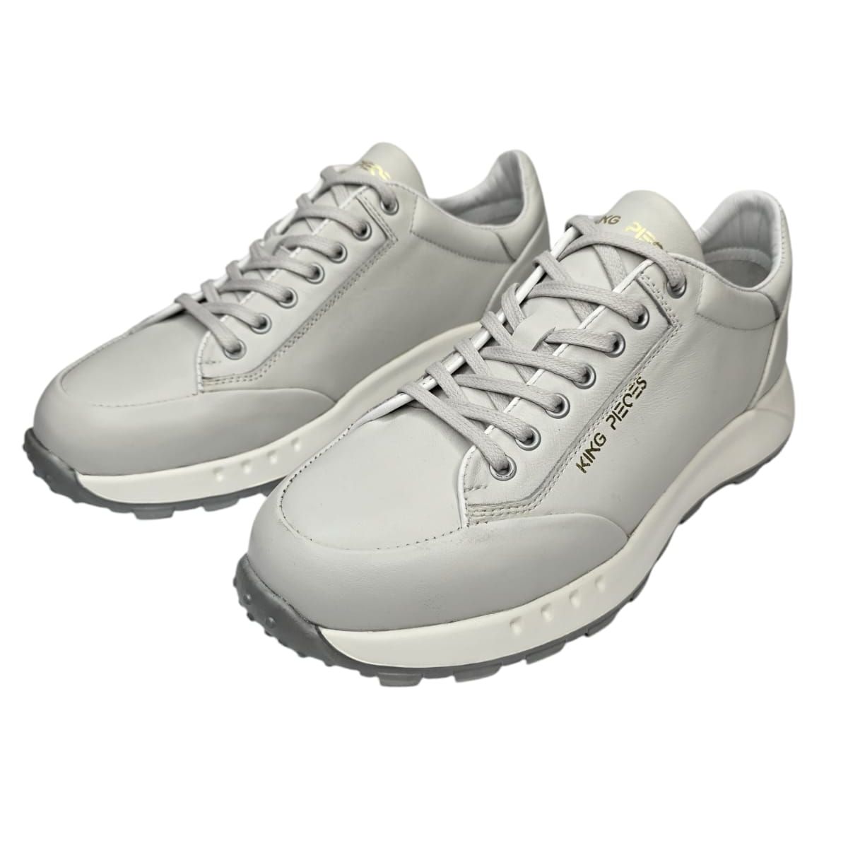 KING PIECES - Tenis  unisex En Cuero Italiano Liso marfil  King Pieces bary  4
