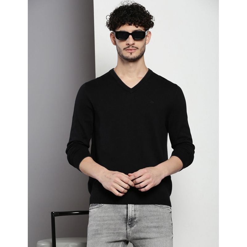 CALVIN KLEIN - Saco Negro De Algodón Con Cuello En V Calvin Klein