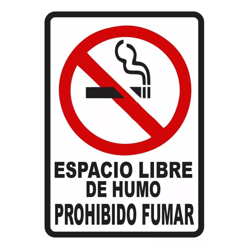GENERICO - Señalización Aviso Metalico Espacio Libre Humo 20x15 Cms