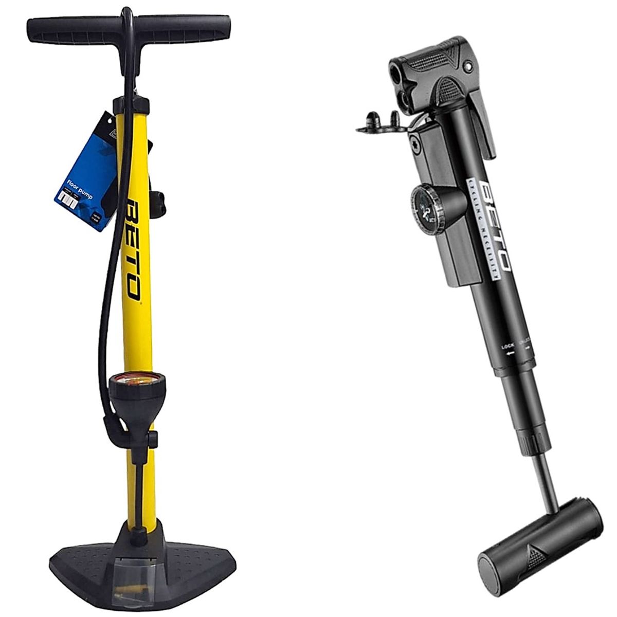 BETO - Inflador Piso + Mini Bomba Aire Bicicleta Manómetro Beto