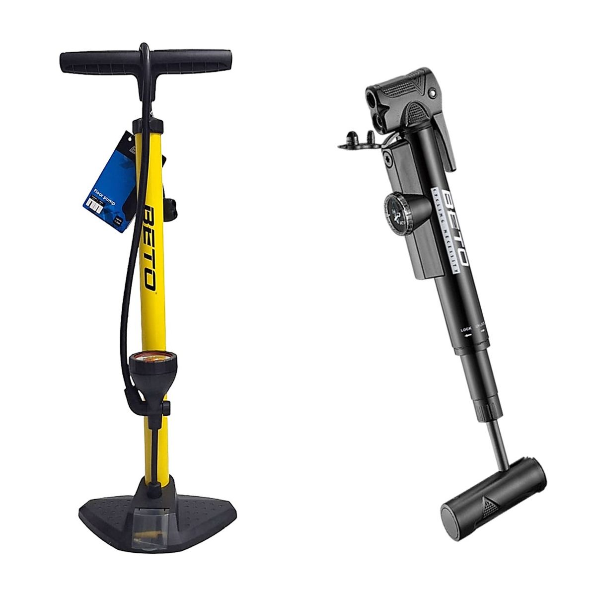 BETO - Inflador Piso + Mini Bomba Aire Bicicleta Manómetro Beto