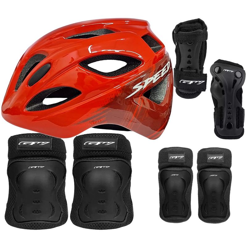 ON TRAIL - Casco + Protectores Niño Niña Bicicleta Patinaje Monopatin