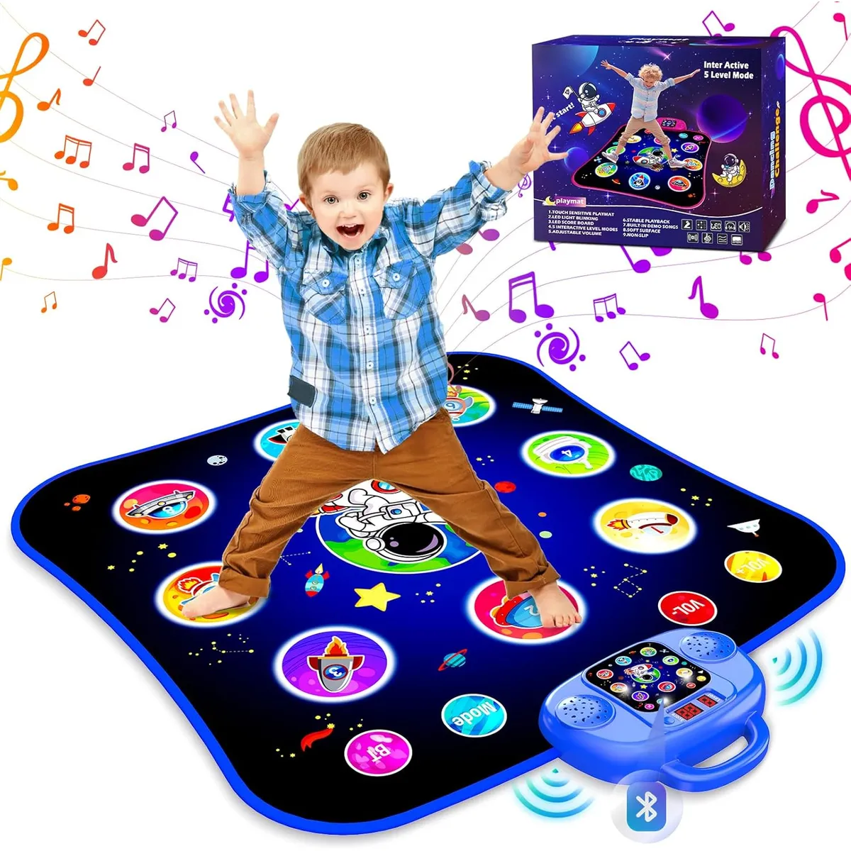 GENERICO - Tapete de Baile Musical Para Niños Regalo de 3 a 10 Años LED Bluetooth Cable USB