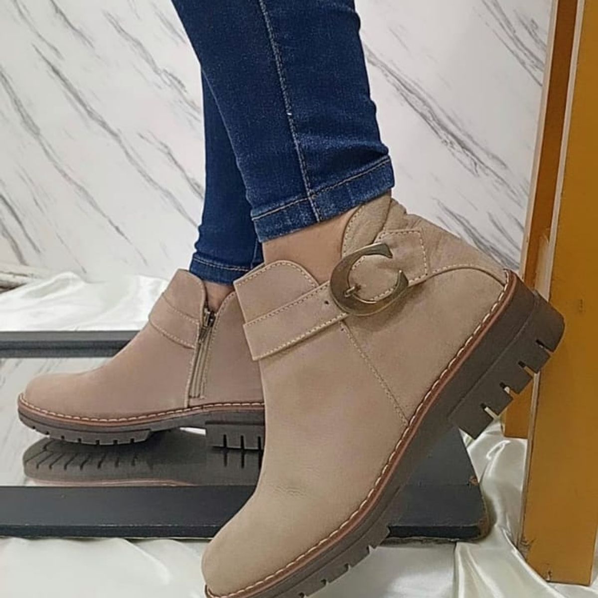 GENERICO - Botin  De Mujer Color Gris Bello Calzado Moda Casual