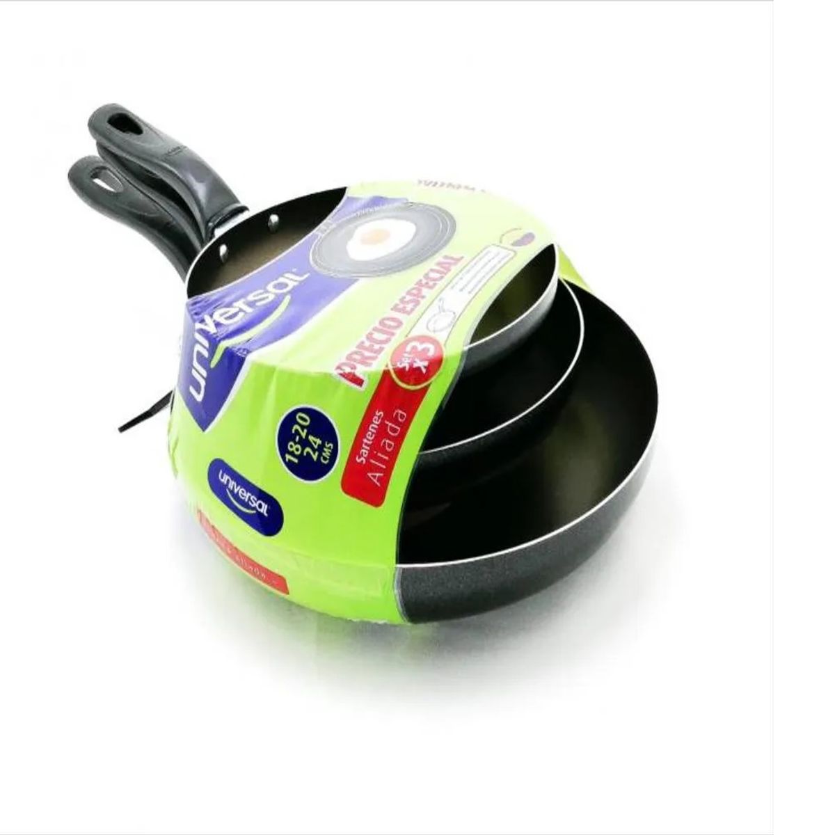 UNIVERSAL - Juego Sartenes Universal X 3 Piezas 18-20-24 Cm