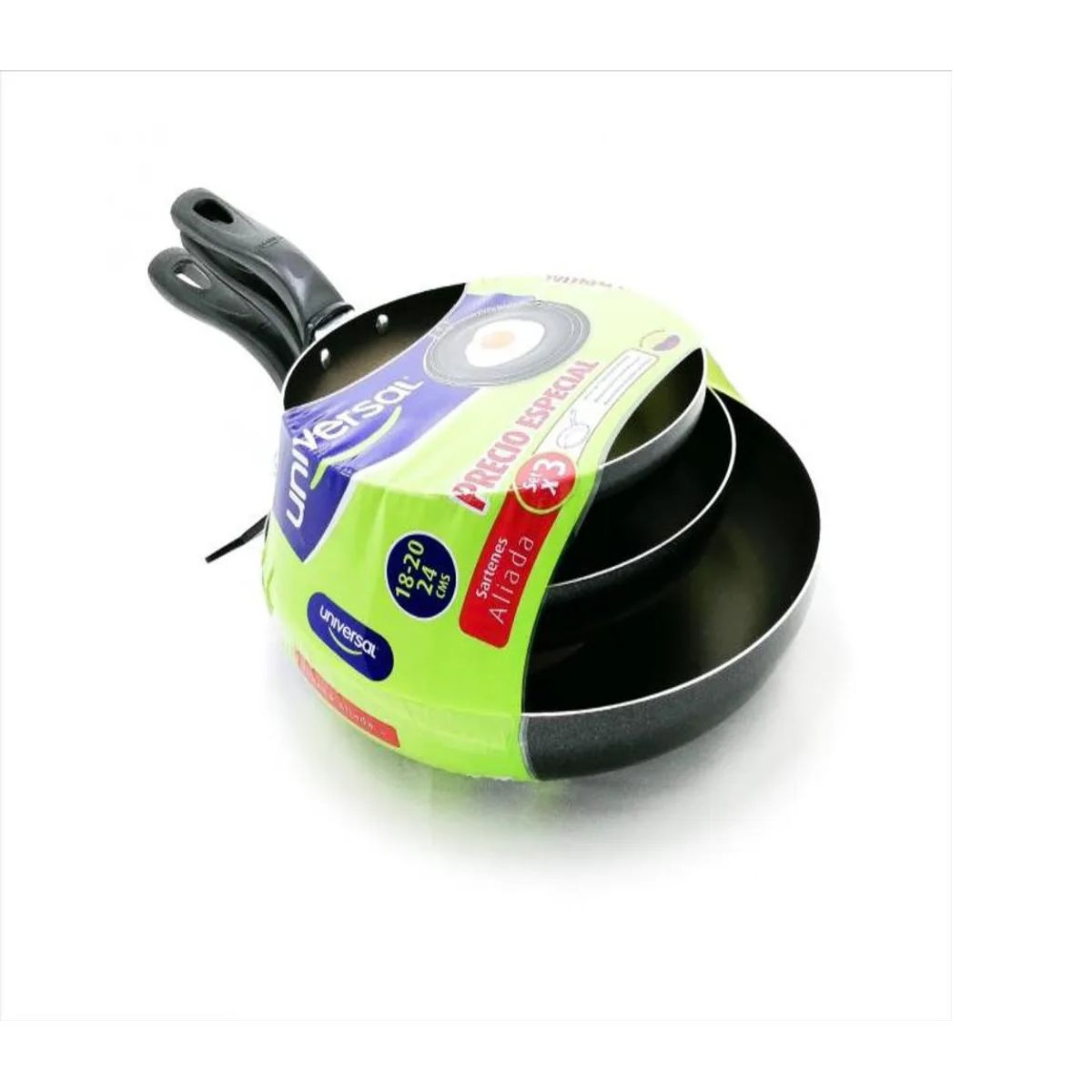 UNIVERSAL - Juego Sartenes Universal X 3 Piezas 18-20-24 Cm