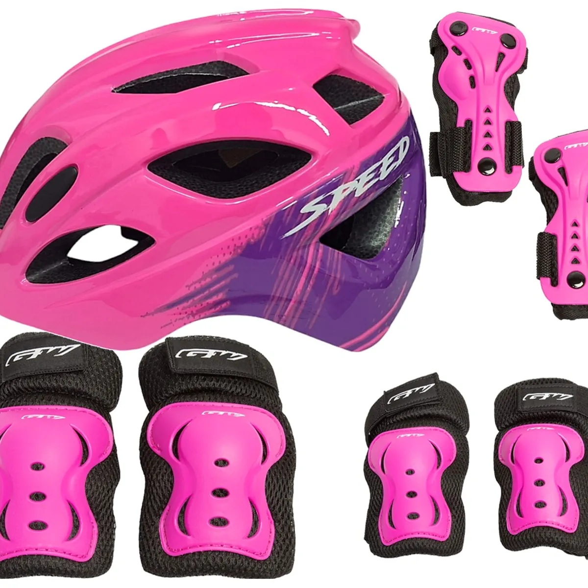 ON TRAIL - Casco + Protectores Niño Niña Bicicleta Patinaje Monopatin