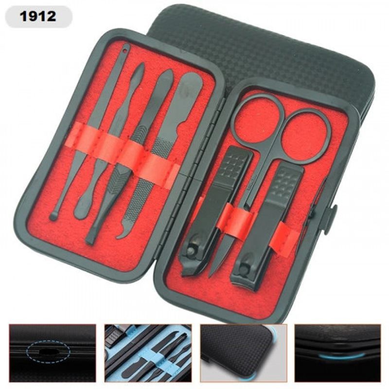 GENERICO - Kit Manicura Corta Uñas Acero 7 Piezas + Estuche