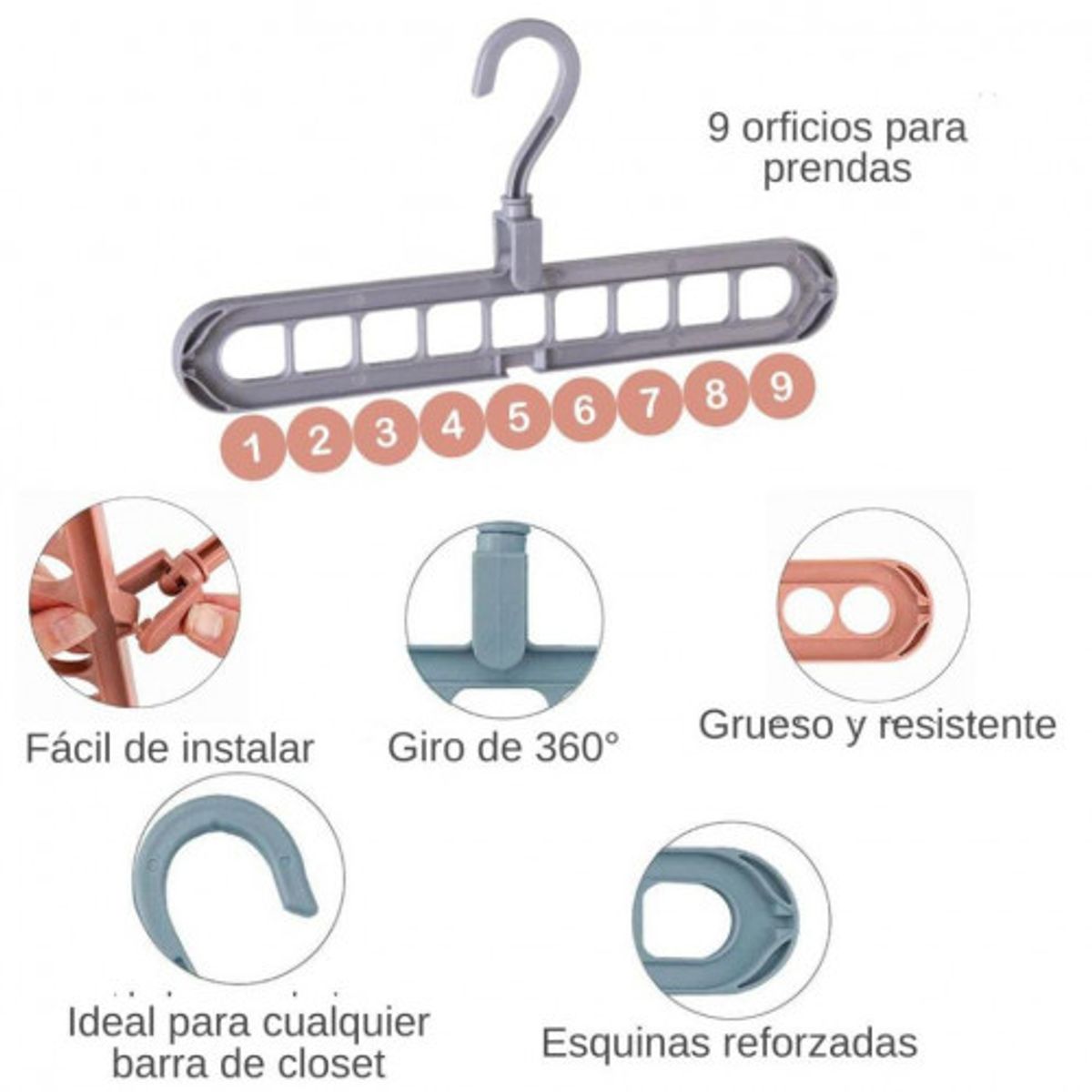 GENERICO - x3 Ganchos de Ropa Ahorra Espacio