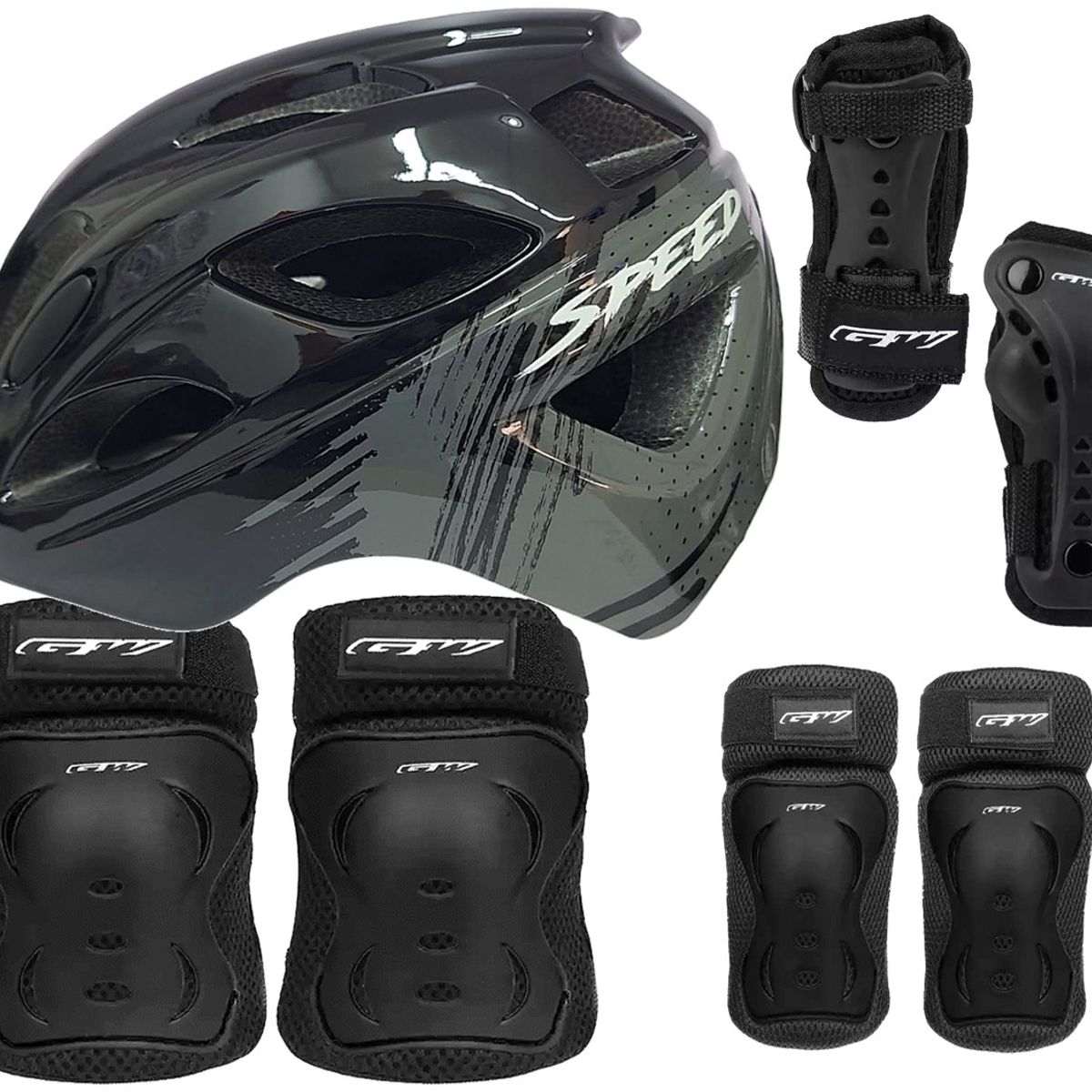 ON TRAIL - Casco + Protectores Niño Niña Bicicleta Patinaje Monopatin