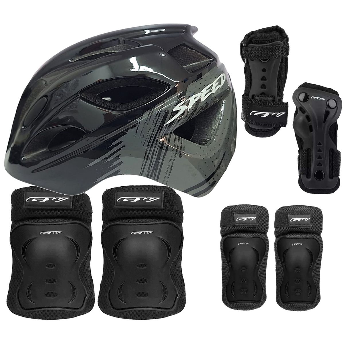 ON TRAIL - Casco + Protectores Niño Niña Bicicleta Patinaje Monopatin
