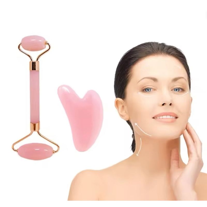 GENERICO - Rodillo Facial Jade Masajeador + Guasha Relajante