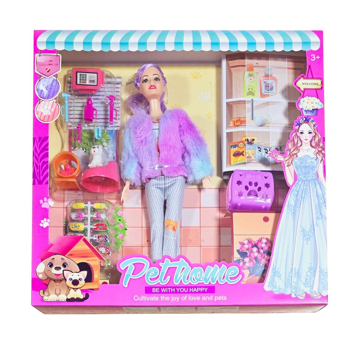 GENERICO - Muñecas Vestido Accesorios Mascota Perro Jaula Juguete Niña