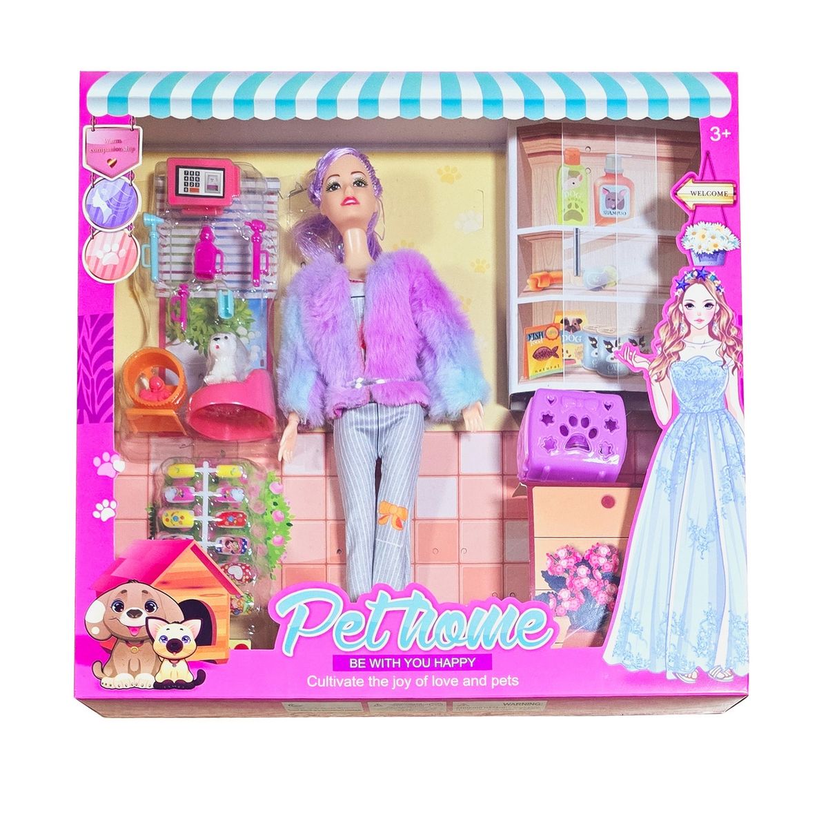 GENERICO - Muñecas Vestido Accesorios Mascota Perro Jaula Juguete Niña