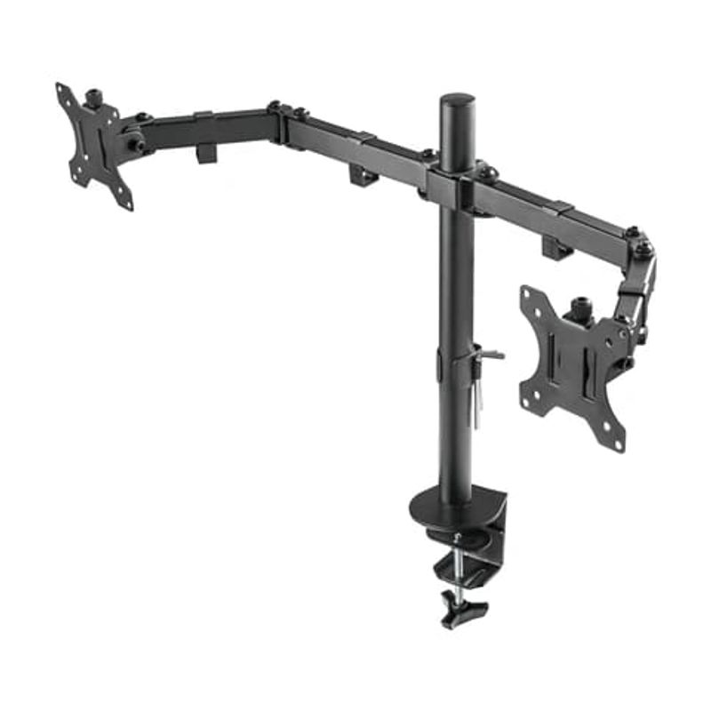 GENERICO - Brazo Soporte Doble Para 2 Monitores Base Escritorio Negro