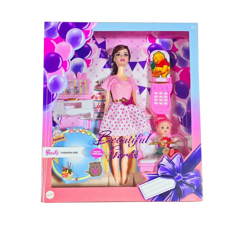 DAYOSHOP - Muñeca Vestido Princesa Celular Accesorios Juguete Niña