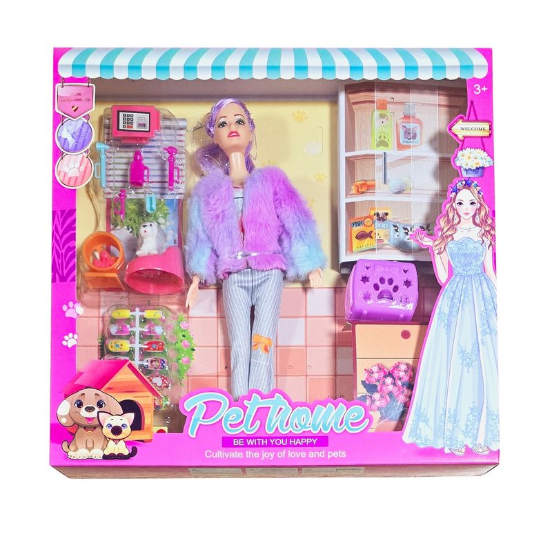 DAYOSHOP - Muñecas Vestido Accesorios Mascota Perro Jaula Juguete Niña