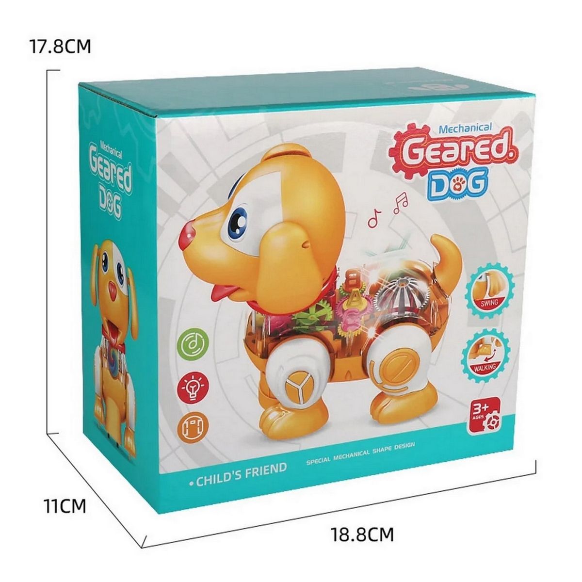 DAYOSHOP - Robot Perro Mascota Engranaje Luces Sonido Danza + Baterias