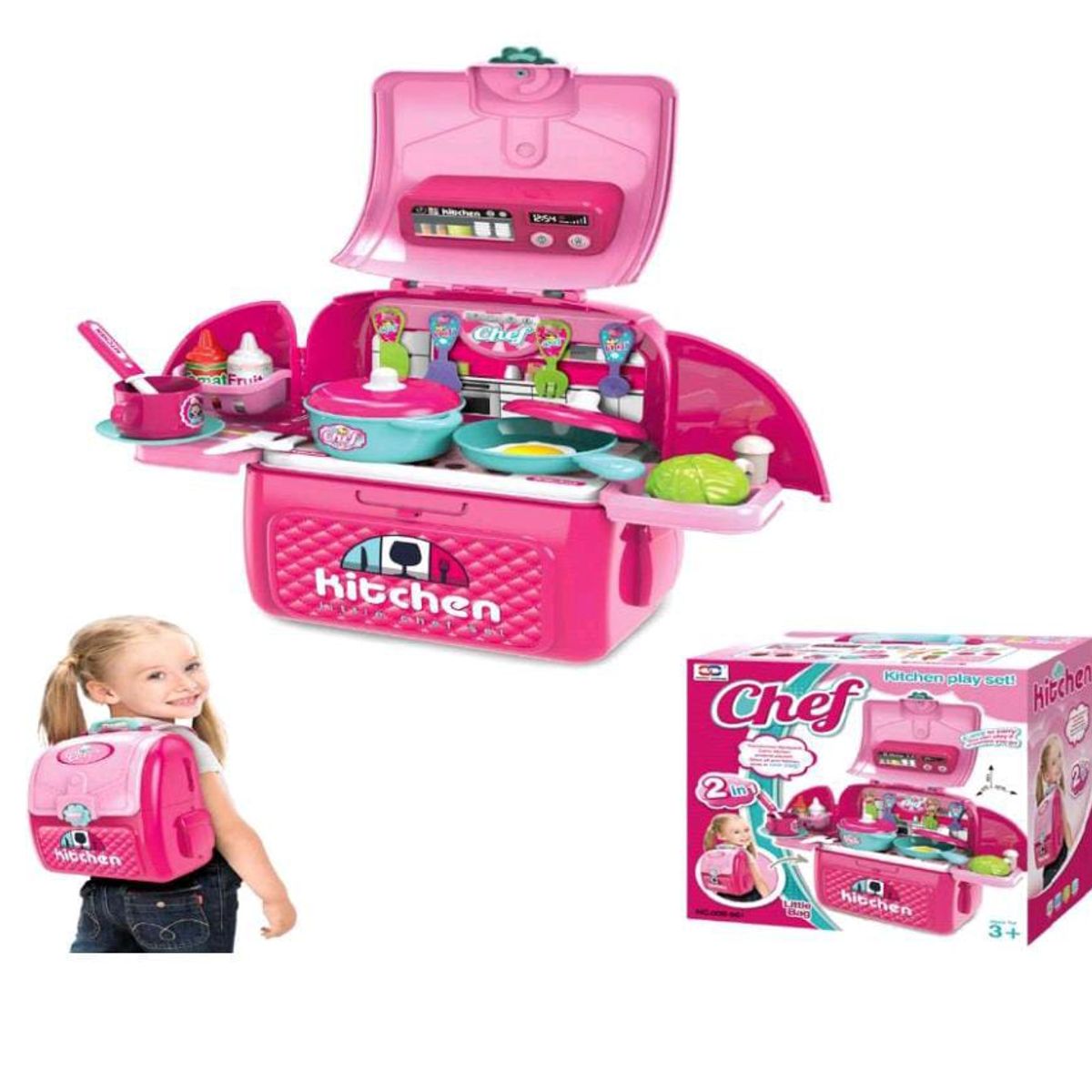 GENERICO - Linda maleta 2 en 1 set de Cocina con accesorios