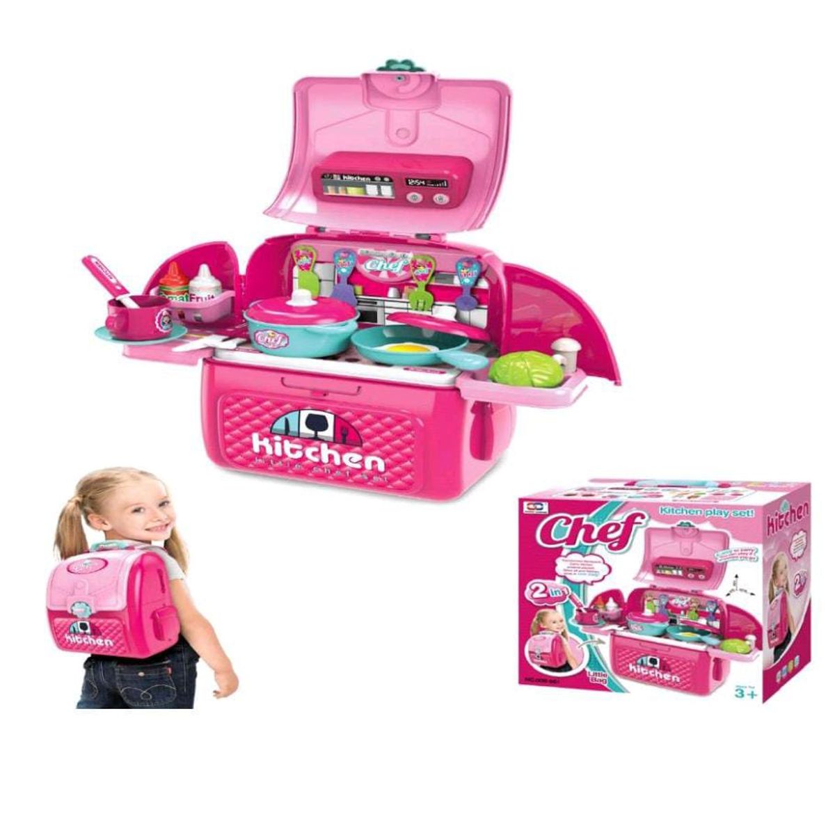 GENERICO - Linda maleta 2 en 1 set de Cocina con accesorios