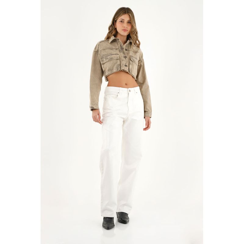 TENNIS - Chaqueta café cropped para mujer