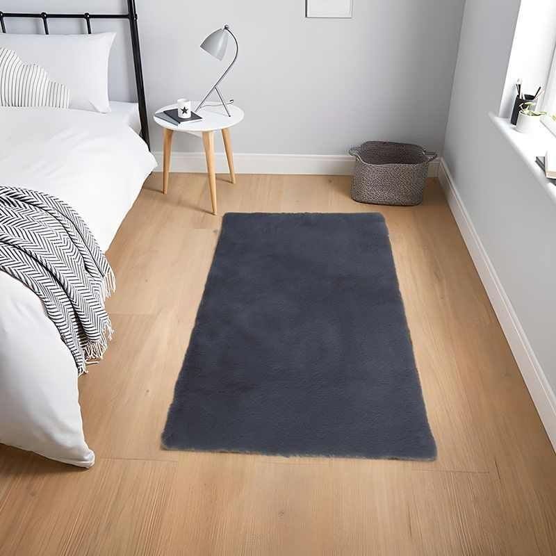 MITAPETE COM - Tapete Alfombra Pie De Cama  Piel Sintetica Conejo  50 X 80 cms Gris oscuro