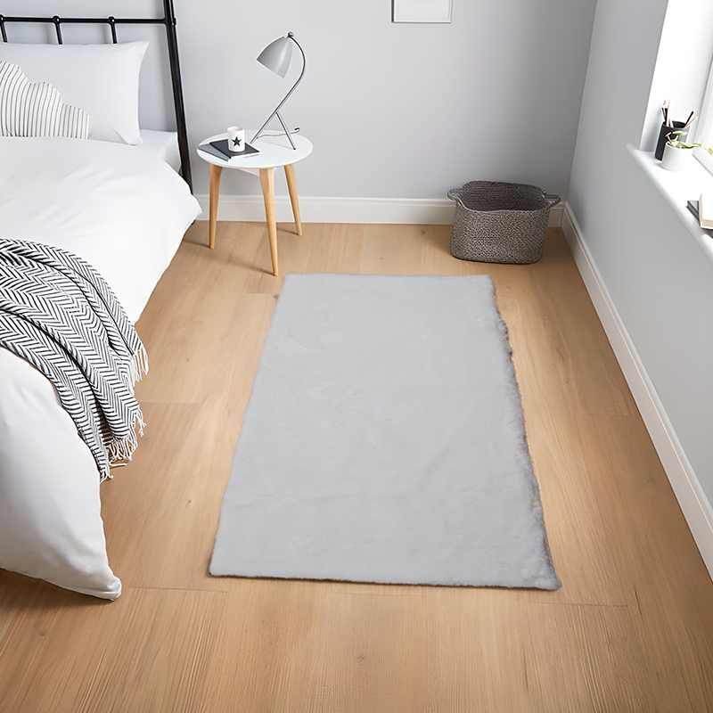 MITAPETE COM - Tapete Alfombra Pie De Cama  Piel Sintetica Conejo  50 X 80 cms Blanco
