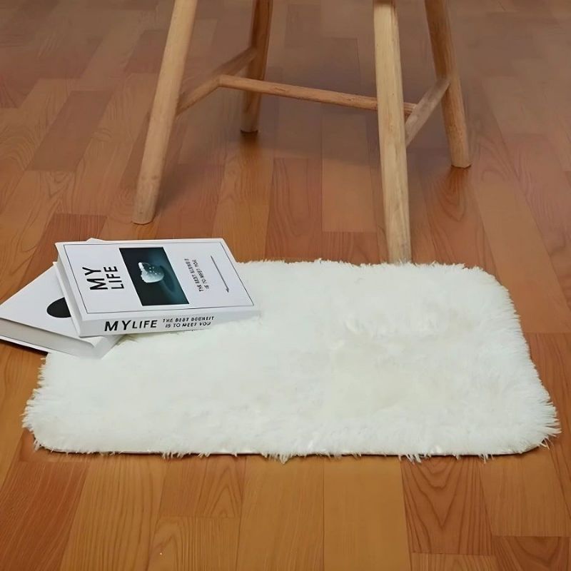 MITAPETE COM - Tapete  Pie De Cama Peludo Antideslizante  50 X 80 cms Blanco