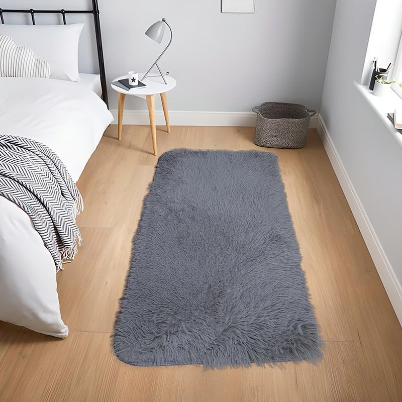 MITAPETE COM - Tapete  Pie De Cama Peludo Antideslizante  50 X 80 cms Gris