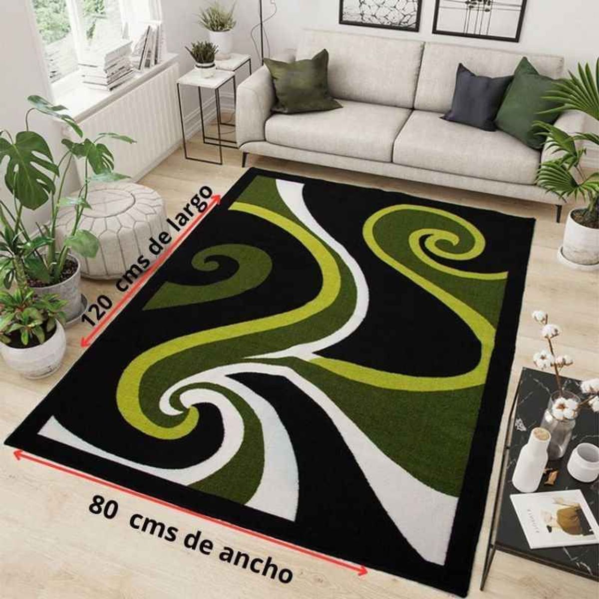 MITAPETE COM - Tapete Antideslizante Pie De Cama Moderno 80 X 120 cms Verde