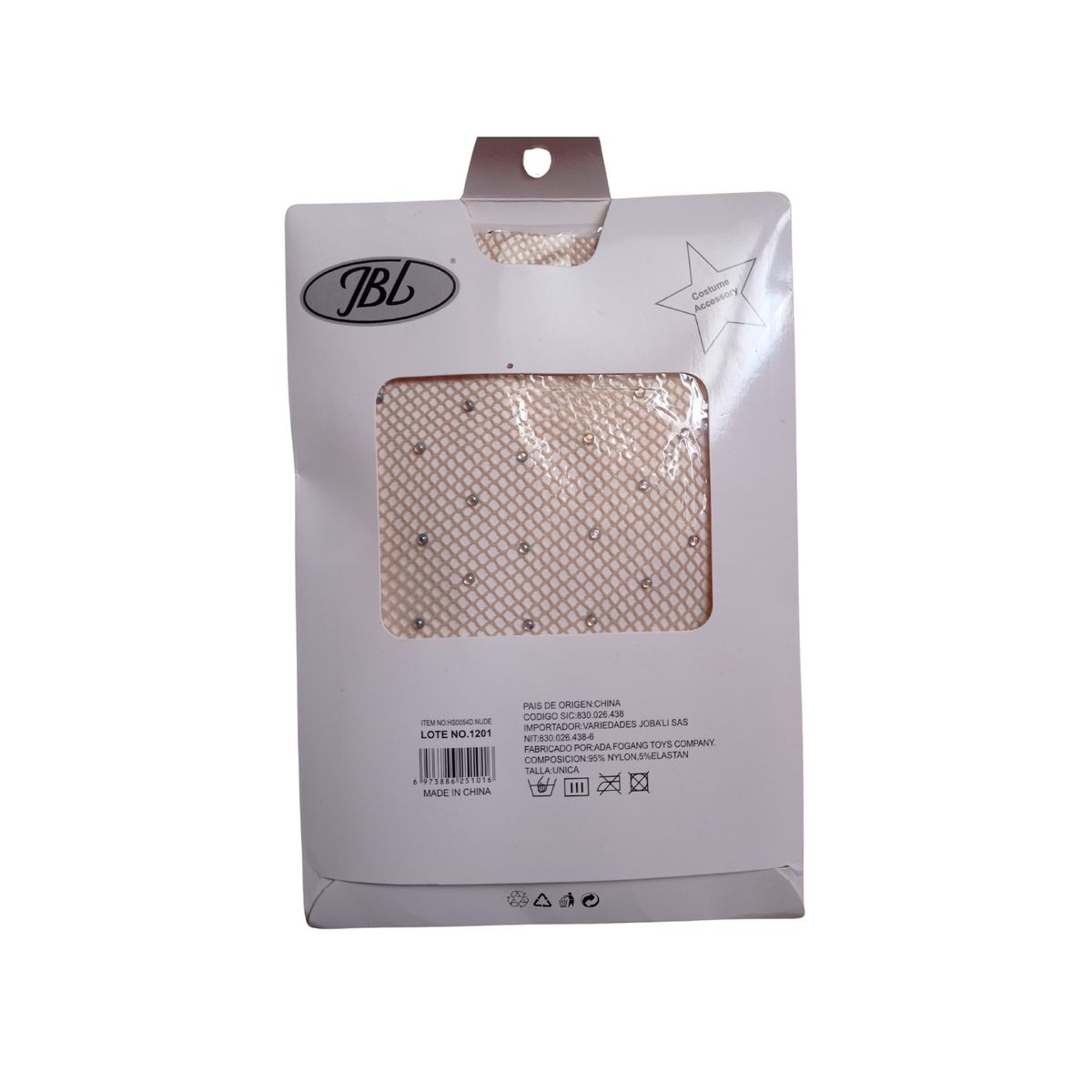 GENERICO - Media pantalón malla con brillos color PIEL mujer brillante