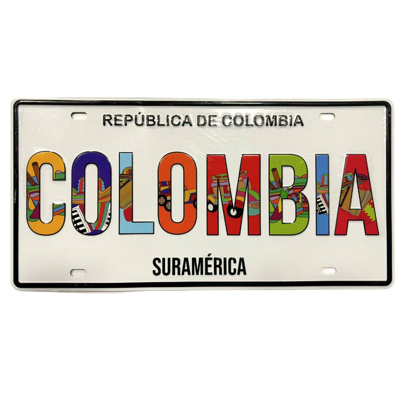 GENERICO - PLACA DECORATIVA DE AUTO-COLOMBIA BLANCA