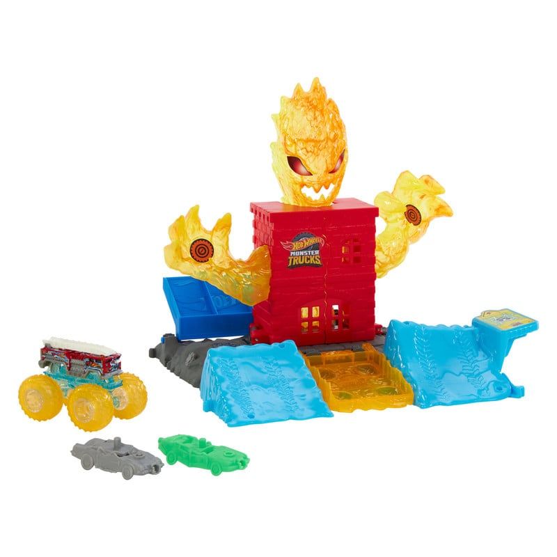 HOT WHEELS - Hot Wheels Monster Trucks Pista Demolición Apaga El Fuego