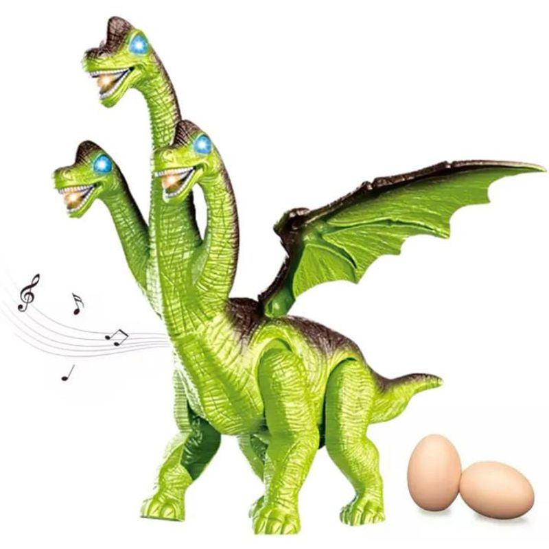 GENERICO - Dinosaurio Dragón 3 Cabezas con Luces y Sonido