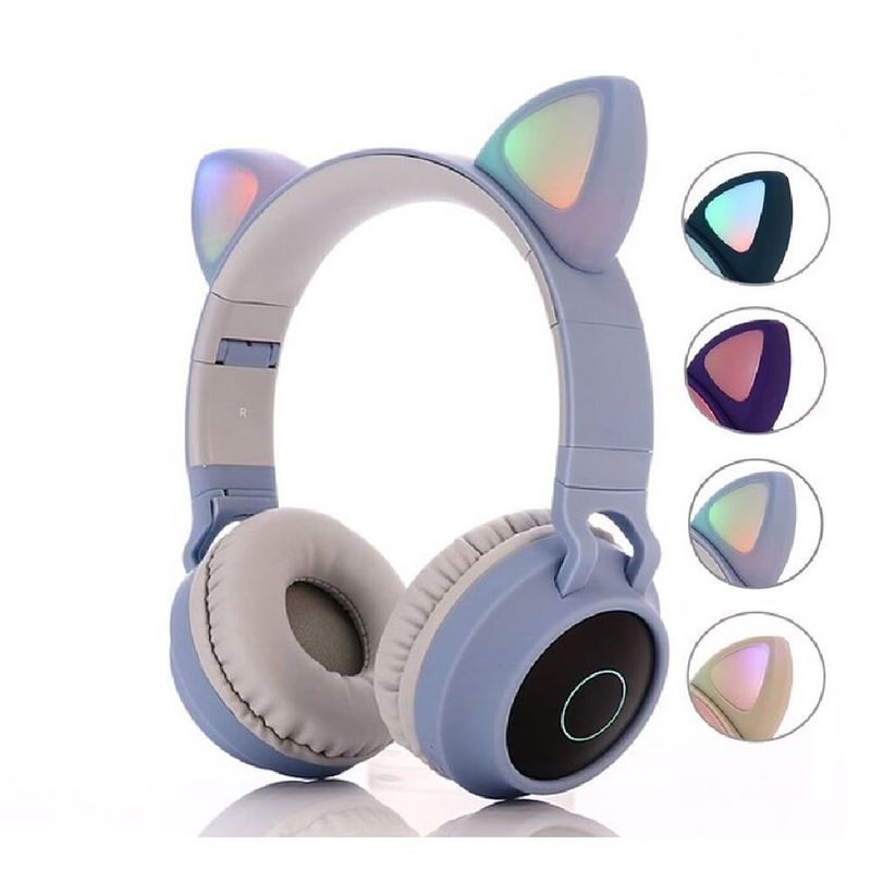 GENERICO - Audifonos Diadema Bluetooth Orejas De Gato MP3 Con Luces