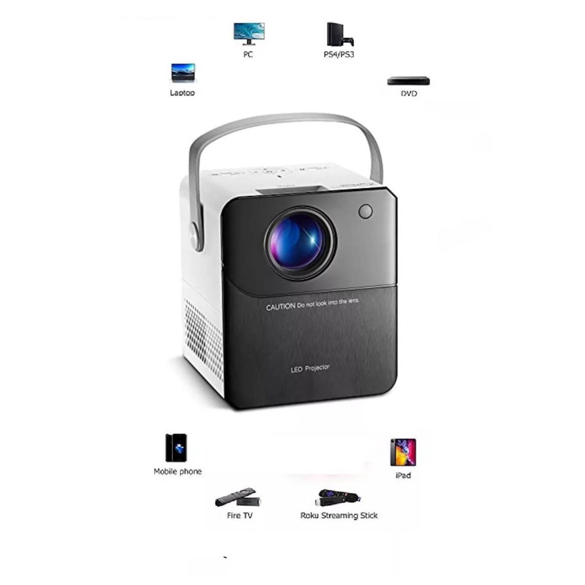 GENERICO - Proyector Led Portatil Wi Fi Android 9 1080p Smart Video Beam