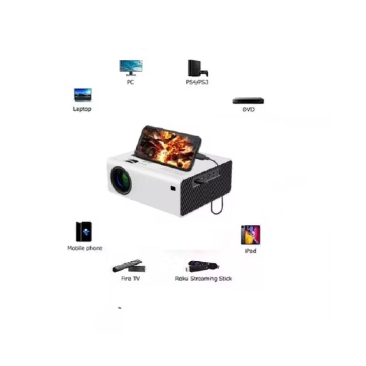 GENERICO - Proyector Video Beam Led Celular Portatil 2000 Lm Wifi