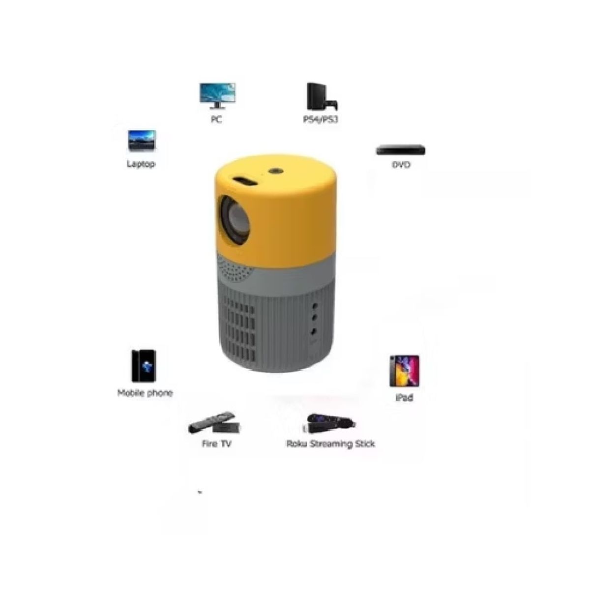 GENERICO - Mini Proyector Video Beam Cilindro 800 Lumens Multimedia