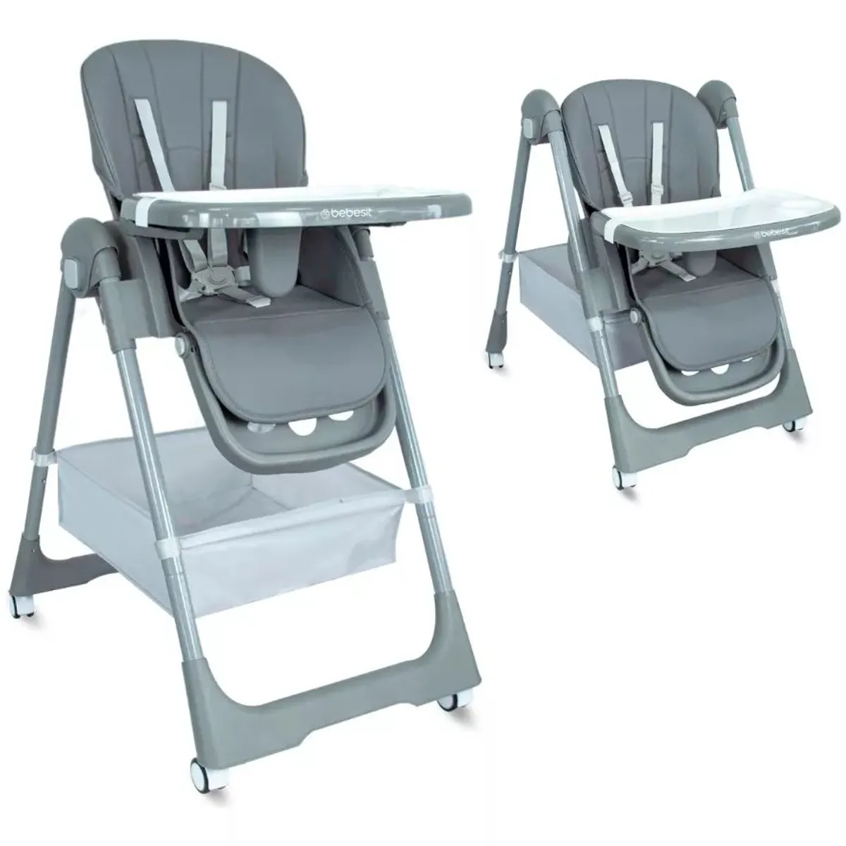 BEBESIT - Silla Comedor Alta Plegable Bebé Prime Bebesit Gris