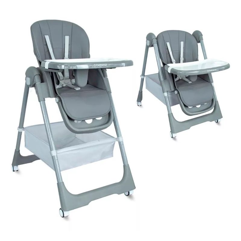 BEBESIT - Silla Comedor Alta Plegable Bebé Prime Bebesit Gris